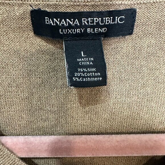 Banana Republic Forever V Neck Sweater Womens Large Silk Cashmere Tan Work - Picture 4 of 8